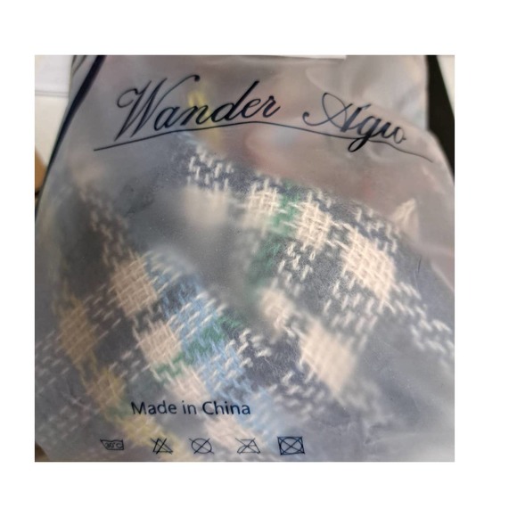 NEW Wander Agio Multicolored Plaid Scarf Wrap with fringe - Picture 7 of 7